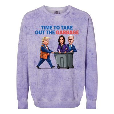 Time To Take Out The Garbage Funny Garbage For Trump 2024 Colorblast Crewneck Sweatshirt