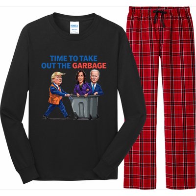 Time To Take Out The Garbage Funny Garbage For Trump 2024 Long Sleeve Pajama Set