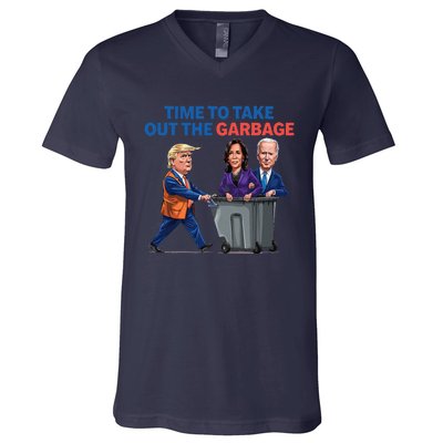 Time To Take Out The Garbage Funny Garbage For Trump 2024 V-Neck T-Shirt