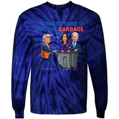 Time To Take Out The Garbage Funny Garbage For Trump 2024 Tie-Dye Long Sleeve Shirt