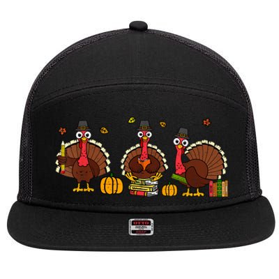 Thankful Teacher Turkey Thanksgiving Shirts 7 Panel Mesh Trucker Snapback Hat