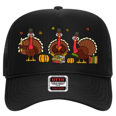 Thankful Teacher Turkey Thanksgiving Shirts High Crown Mesh Back Trucker Hat