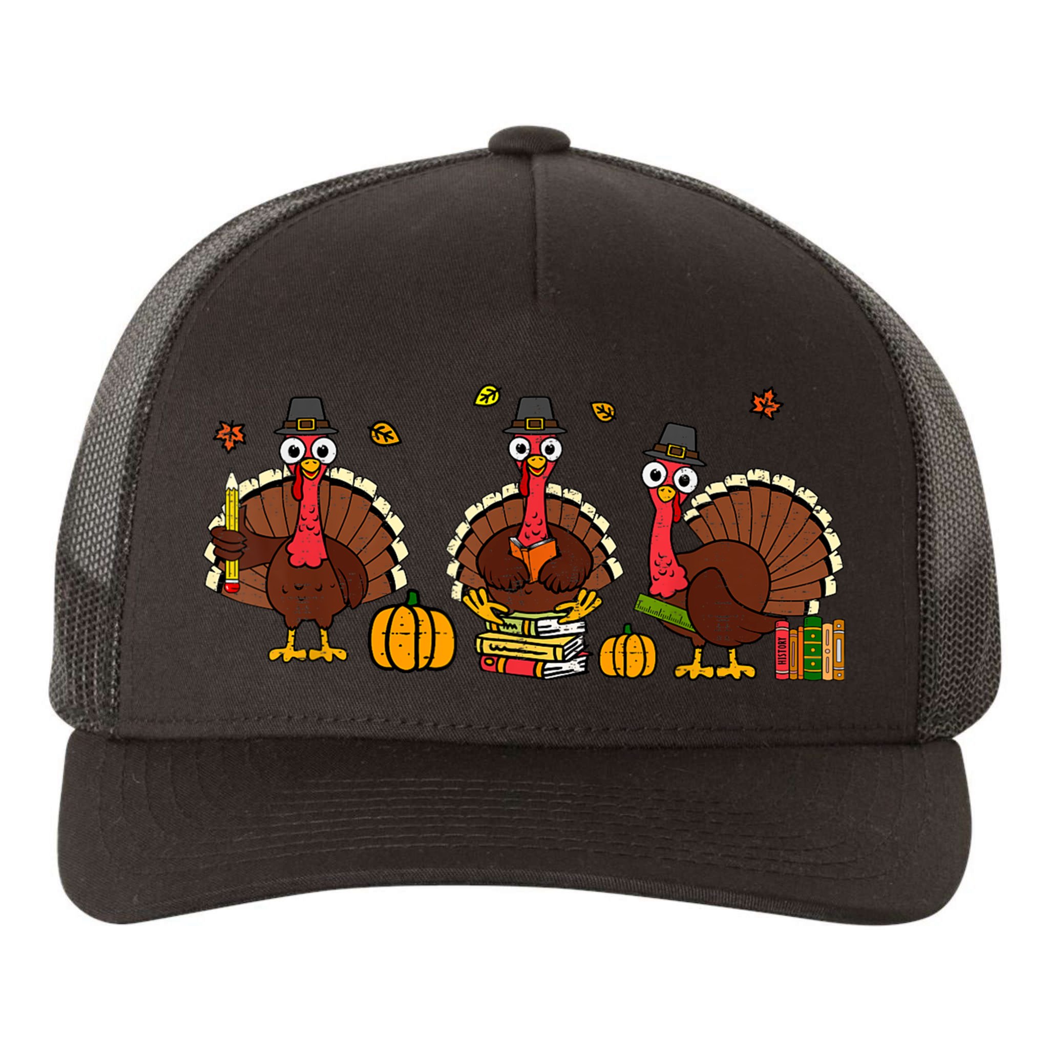 Thankful Teacher Turkey Thanksgiving Shirts Yupoong Adult 5-Panel Trucker Hat