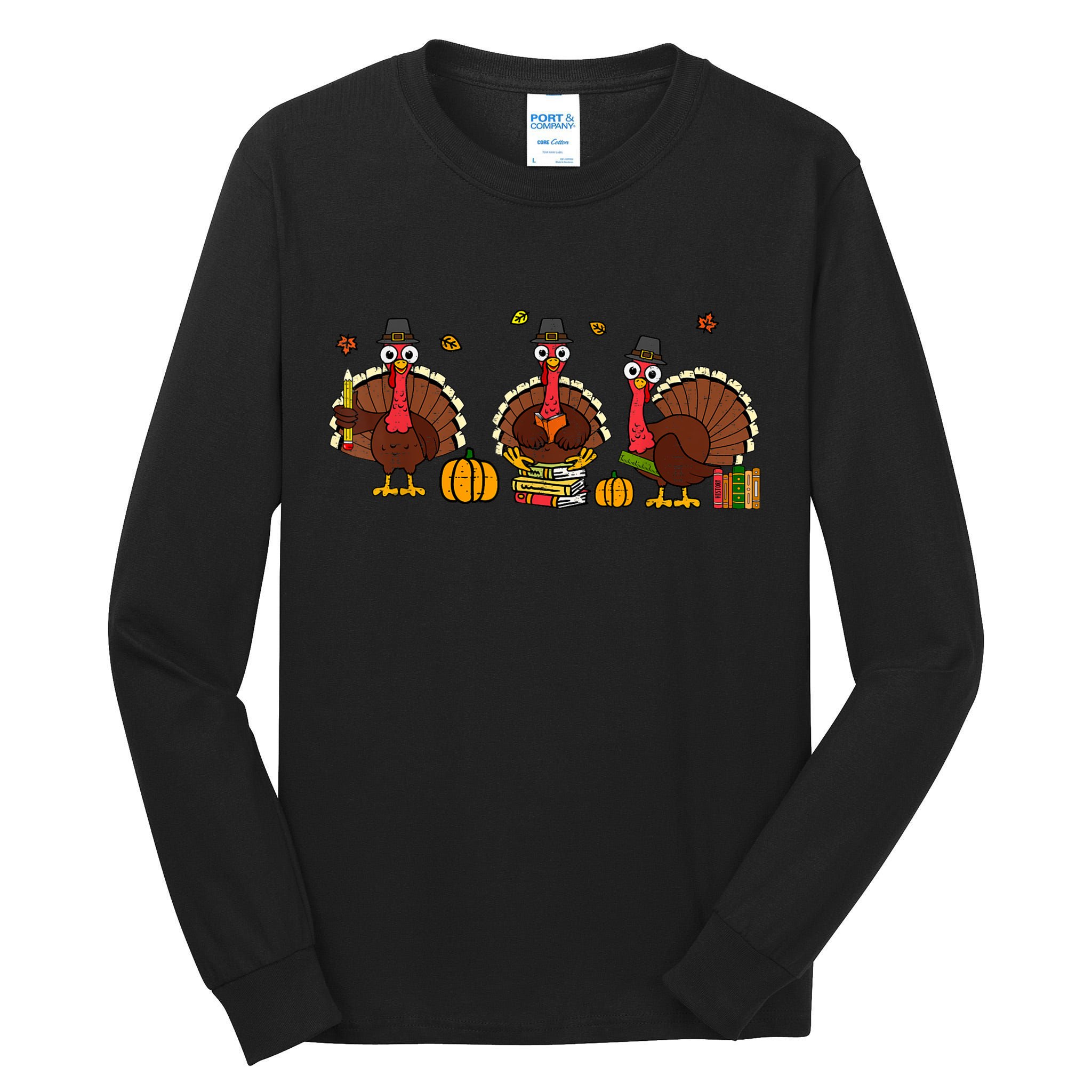 Thankful Teacher Turkey Thanksgiving Shirts Tall Long Sleeve T-Shirt