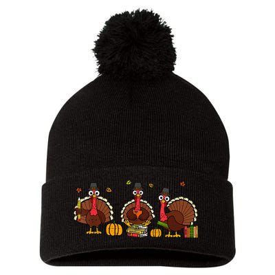 Thankful Teacher Turkey Thanksgiving Shirts Pom Pom 12in Knit Beanie