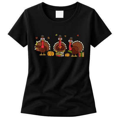 Thankful Teacher Turkey Thanksgiving Shirts Womens T-Shirt