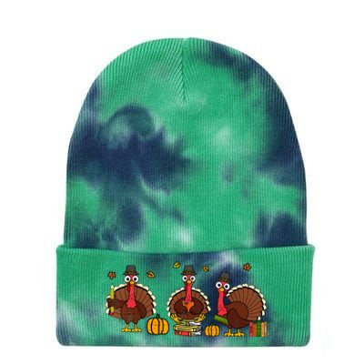 Thankful Teacher Turkey Thanksgiving Shirts Tie Dye 12in Knit Beanie