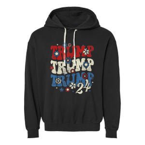 Trump Trump Trump 2024 Retro Groovy Garment-Dyed Fleece Hoodie