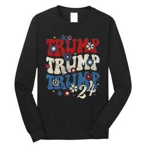 Trump Trump Trump 2024 Retro Groovy Long Sleeve Shirt