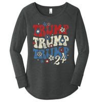 Trump Trump Trump 2024 Retro Groovy Women's Perfect Tri Tunic Long Sleeve Shirt