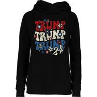 Trump Trump Trump 2024 Retro Groovy Womens Funnel Neck Pullover Hood