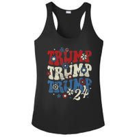 Trump Trump Trump 2024 Retro Groovy Ladies PosiCharge Competitor Racerback Tank