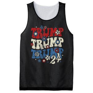 Trump Trump Trump 2024 Retro Groovy Mesh Reversible Basketball Jersey Tank