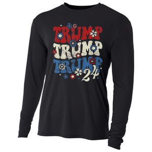 Trump Trump Trump 2024 Retro Groovy Cooling Performance Long Sleeve Crew