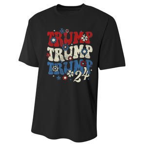 Trump Trump Trump 2024 Retro Groovy Performance Sprint T-Shirt