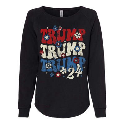 Trump Trump Trump 2024 Retro Groovy Womens California Wash Sweatshirt