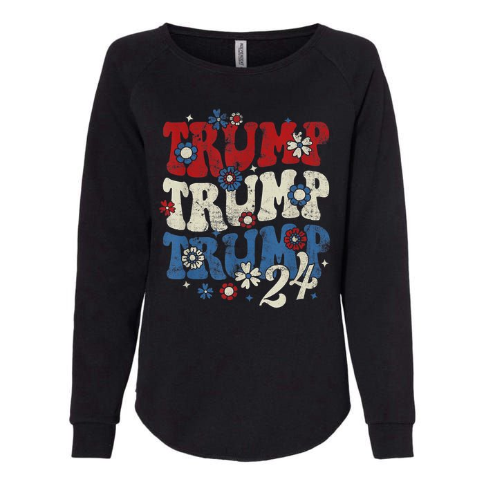 Trump Trump Trump 2024 Retro Groovy Womens California Wash Sweatshirt