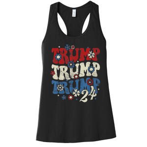 Trump Trump Trump 2024 Retro Groovy Women's Racerback Tank