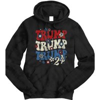 Trump Trump Trump 2024 Retro Groovy Tie Dye Hoodie