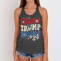 Trump Trump Trump 2024 Retro Groovy Women's Knotted Racerback Tank