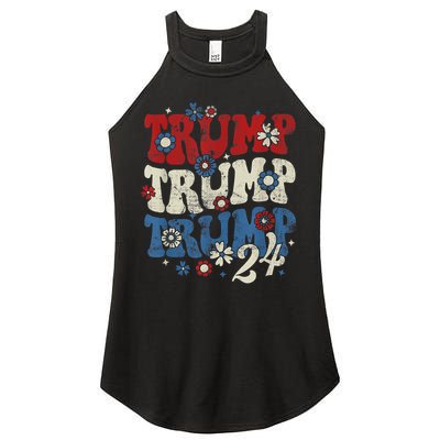 Trump Trump Trump 2024 Retro Groovy Women's Perfect Tri Rocker Tank