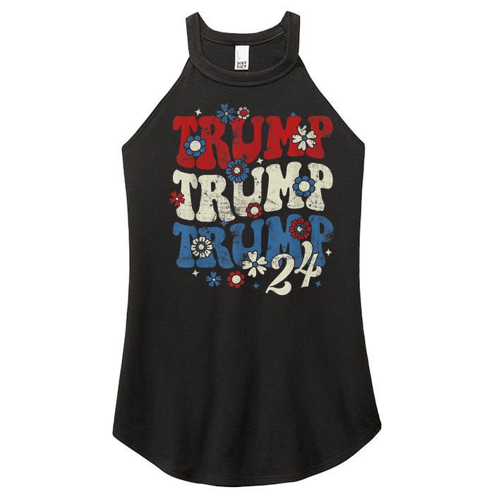 Trump Trump Trump 2024 Retro Groovy Women's Perfect Tri Rocker Tank