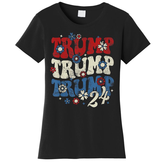 Trump Trump Trump 2024 Retro Groovy Women's T-Shirt