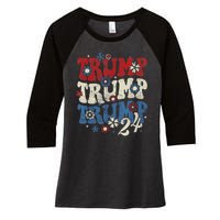 Trump Trump Trump 2024 Retro Groovy Women's Tri-Blend 3/4-Sleeve Raglan Shirt