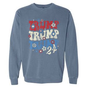 Trump Trump Trump 2024 Retro Groovy Garment-Dyed Sweatshirt