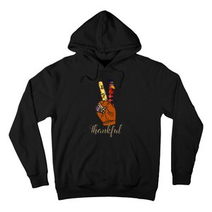 Thankful Thanksgiving Turkey Peace Hand Sign Hoodie