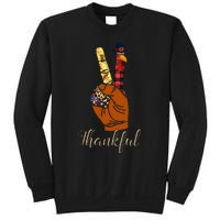 Thankful Thanksgiving Turkey Peace Hand Sign Sweatshirt