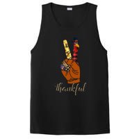 Thankful Thanksgiving Turkey Peace Hand Sign PosiCharge Competitor Tank