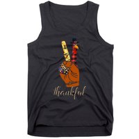 Thankful Thanksgiving Turkey Peace Hand Sign Tank Top