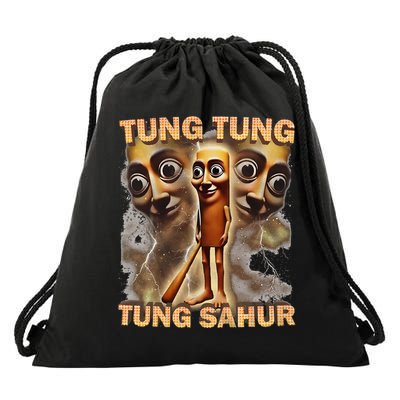Tung Tung Tung Sahur Funny Meme Brainrot Humor Gen Z Drawstring Bag