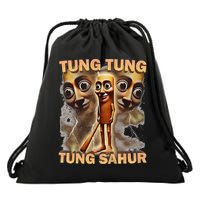 Tung Tung Tung Sahur Funny Meme Brainrot Humor Gen Z Drawstring Bag