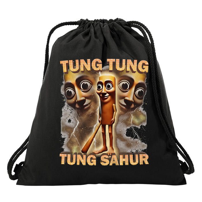 Tung Tung Tung Sahur Funny Meme Brainrot Humor Gen Z Drawstring Bag