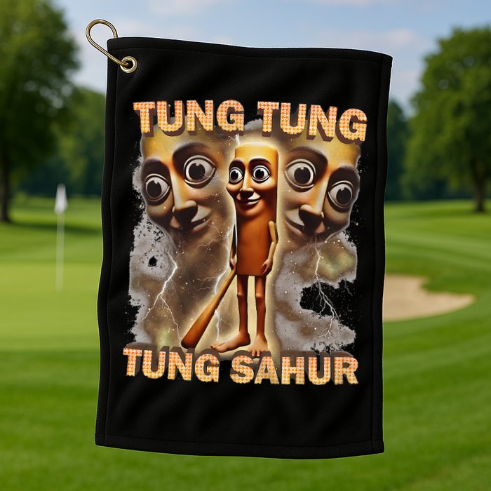 Tung Tung Tung Sahur Funny Meme Brainrot Humor Gen Z Golf Towel