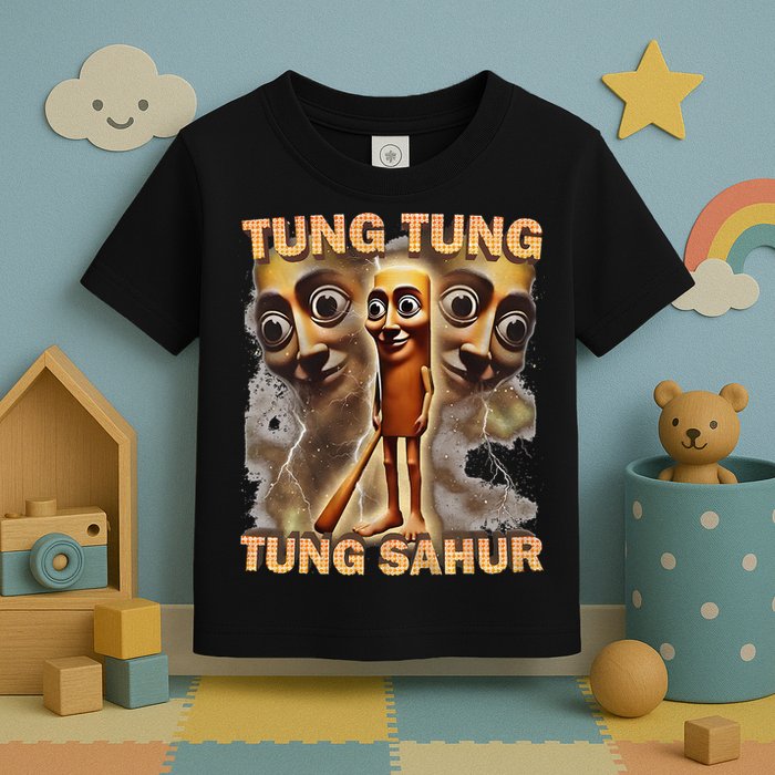 Tung Tung Tung Sahur Funny Meme Brainrot Humor Gen Z Toddler T-Shirt