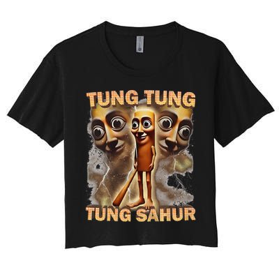 Tung Tung Tung Sahur Funny Meme Brainrot Humor Gen Z Crop Top