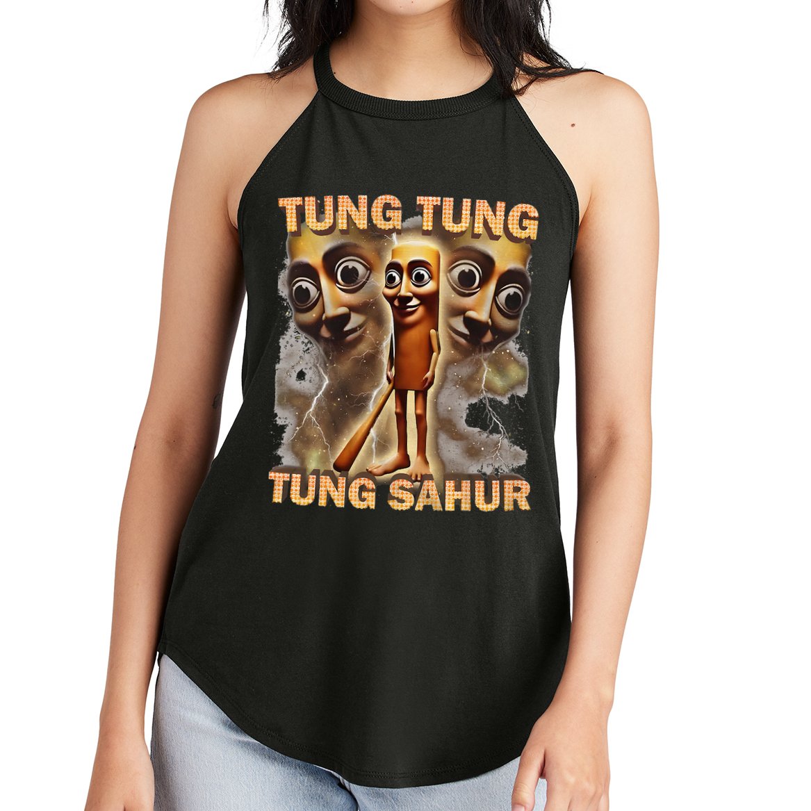 Tung Tung Tung Sahur Funny Meme Brainrot Humor Gen Z Women's Perfect Tri Rocker Tank
