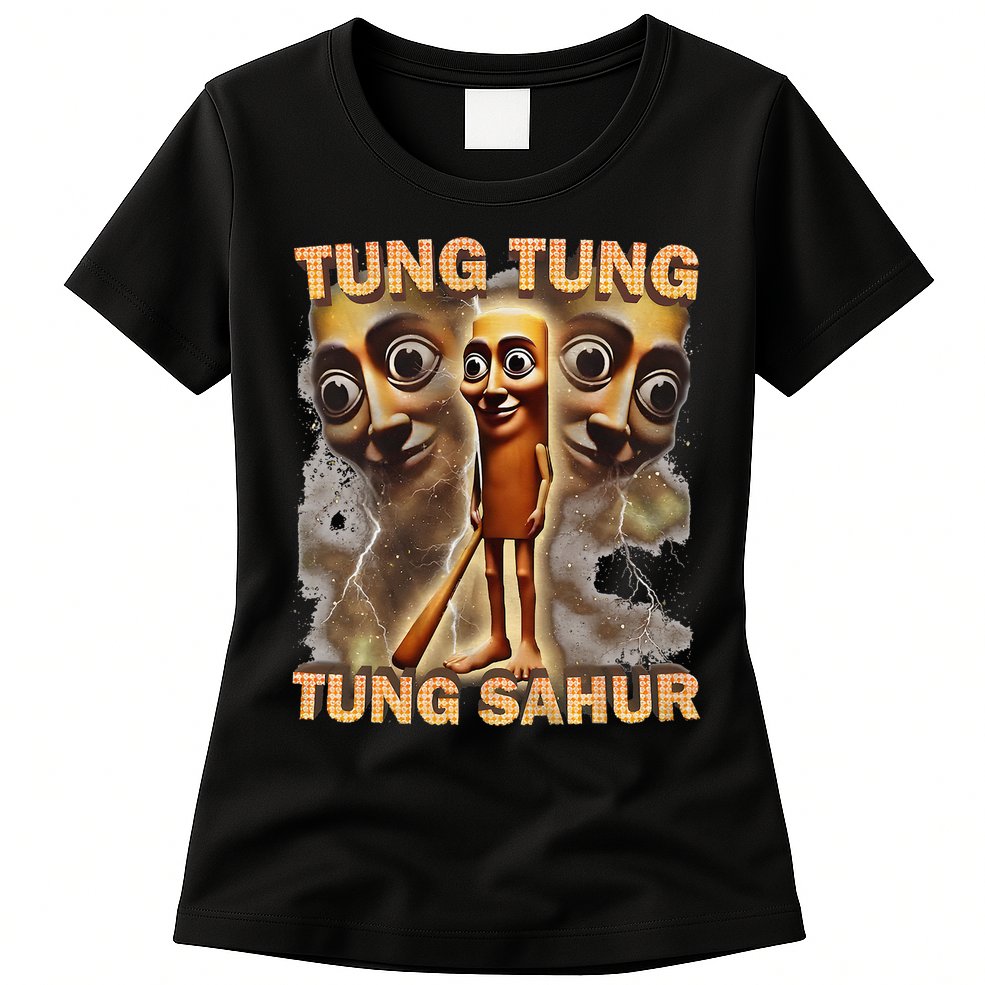 Tung Tung Tung Sahur Funny Meme Brainrot Humor Gen Z Womens T-Shirt
