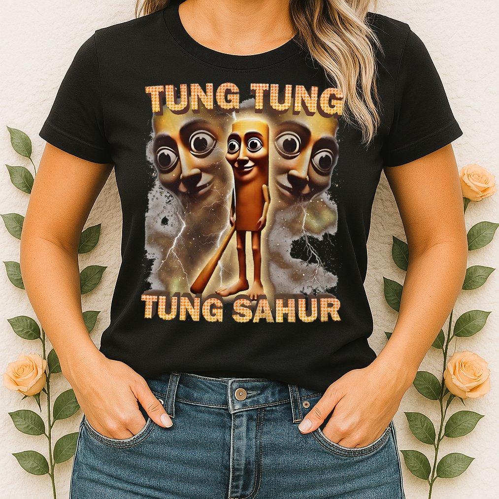 Tung Tung Tung Sahur Funny Meme Brainrot Humor Gen Z Womens T-Shirt