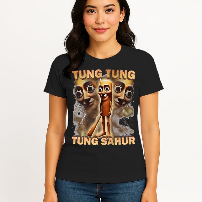 Tung Tung Tung Sahur Funny Meme Brainrot Humor Gen Z Womens T-Shirt