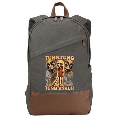 Tung Tung Tung Sahur Funny Meme Brainrot Humor Gen Z Cotton Canvas Backpack