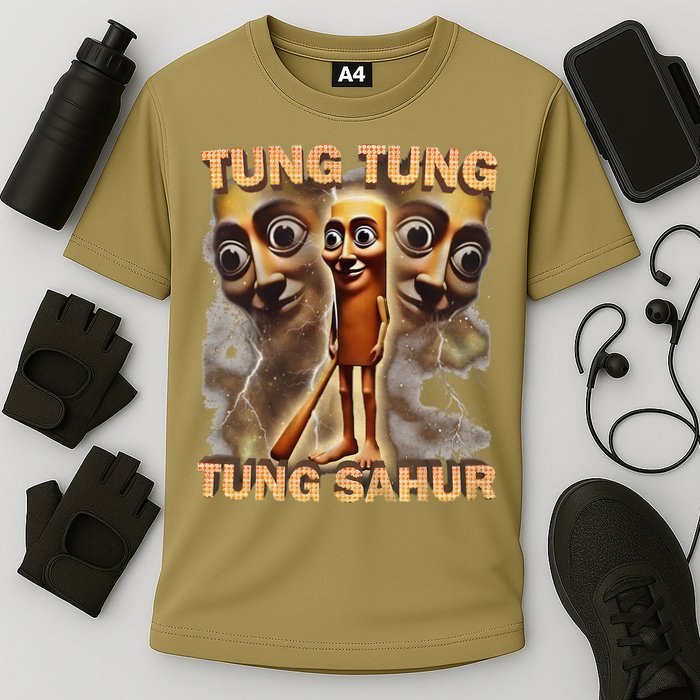 Tung Tung Tung Sahur Funny Meme Brainrot Humor Gen Z Performance Shirt
