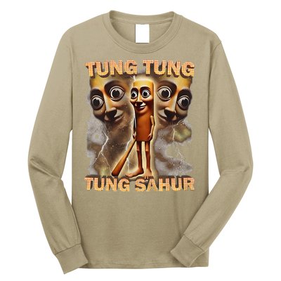 Tung Tung Tung Sahur Funny Meme Brainrot Humor Gen Z Long Sleeve Shirt