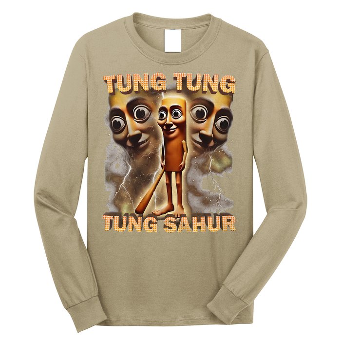 Tung Tung Tung Sahur Funny Meme Brainrot Humor Gen Z Long Sleeve Shirt