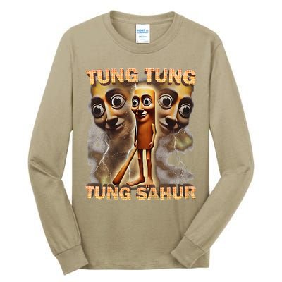 Tung Tung Tung Sahur Funny Meme Brainrot Humor Gen Z Tall Long Sleeve T-Shirt