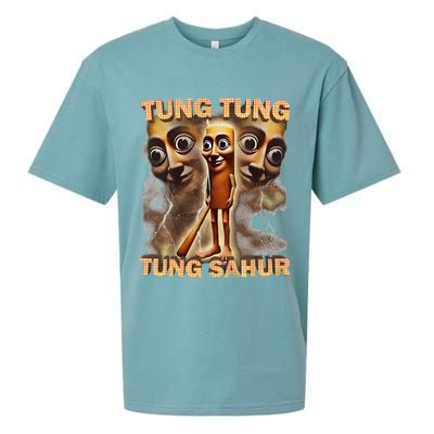 Tung Tung Tung Sahur Funny Meme Brainrot Humor Gen Z Sueded Cloud Jersey T-Shirt