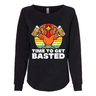 Turkey Time To Get Basted Retro Happy Thanksgiving Womens California Wash Sweatshirt